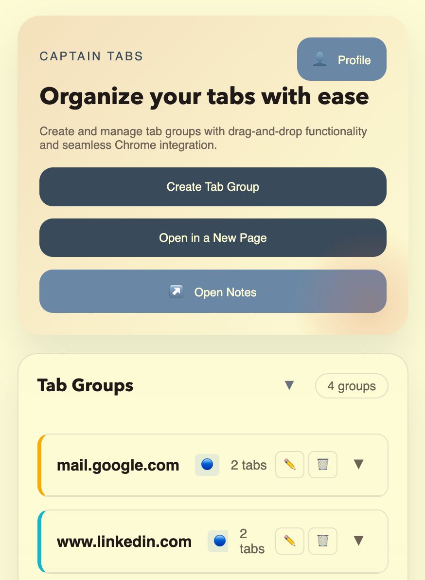 Chrome tab groups integration screen