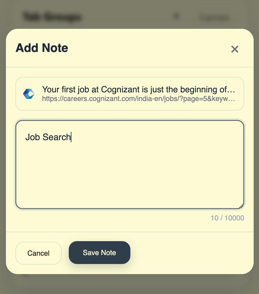 Tab notes feature inside Captain Tabs